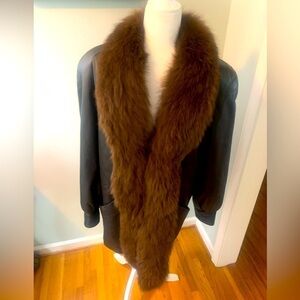 Henig Furs Vintage leather & fur coat, size M